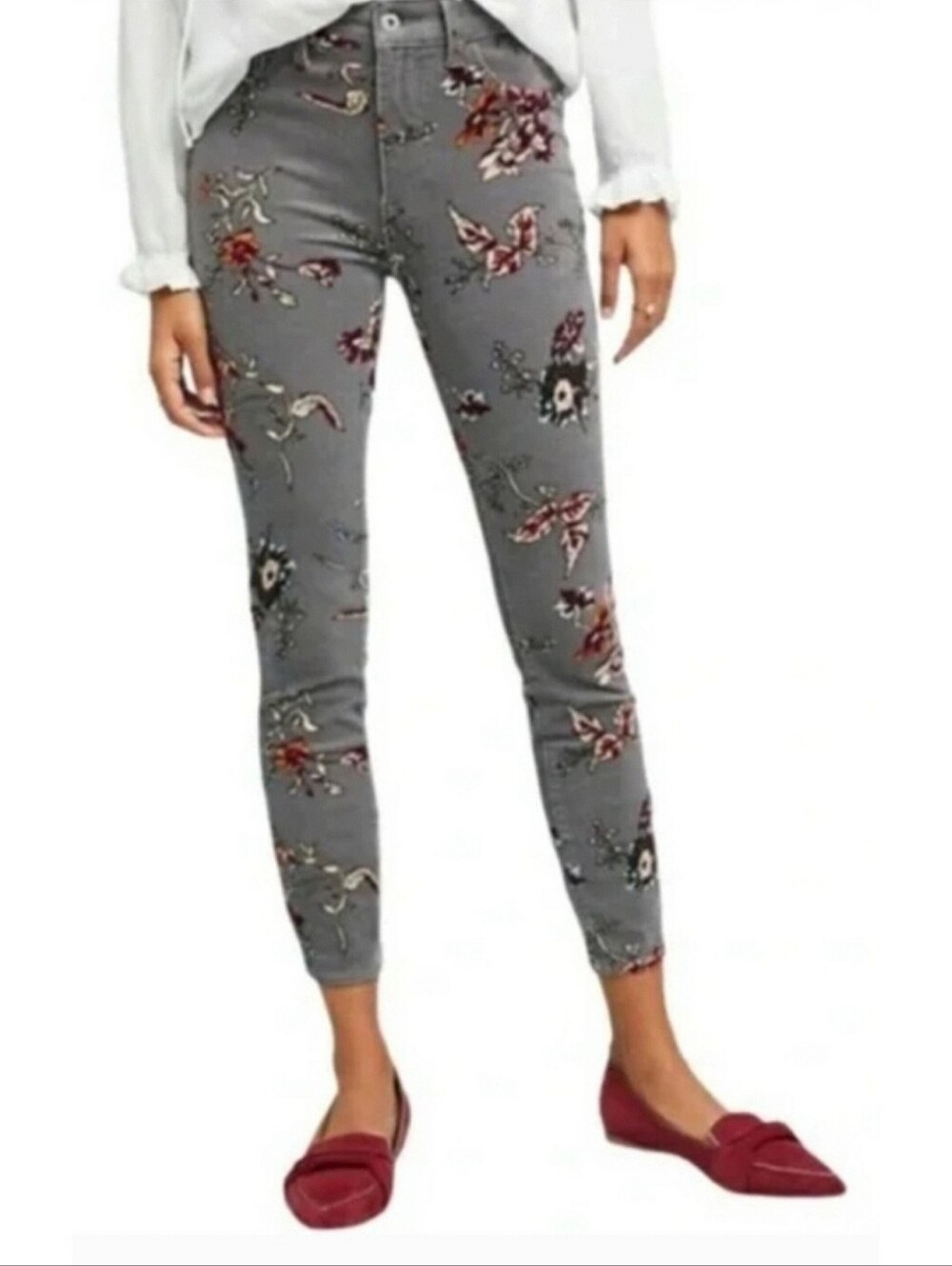 🆕️ Anthropologie Pilcro Letterpress High Rise Skinny Corduroy 27 Gray Pant